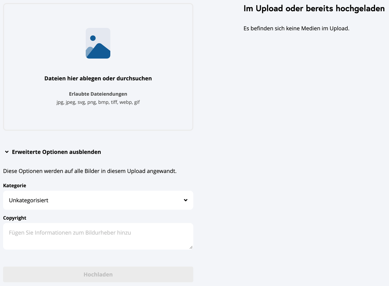 Upload-Ansicht im FeichtMedia ImageManager Upload-Ansicht im FeichtMedia ImageManager