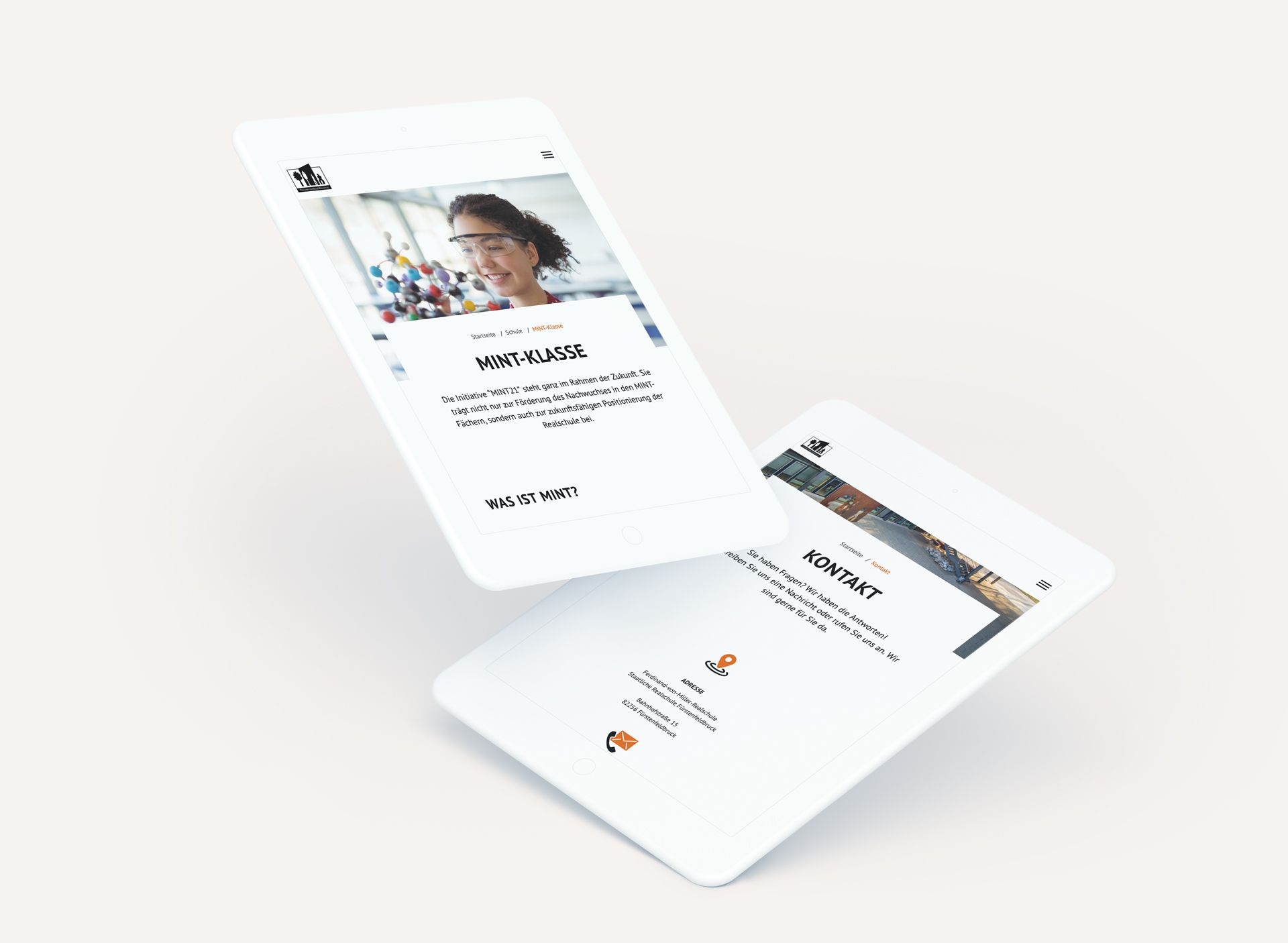 Tablet-Ansicht der Website Realschule Fürstenfeldbruck Website Tablet-Ansicht