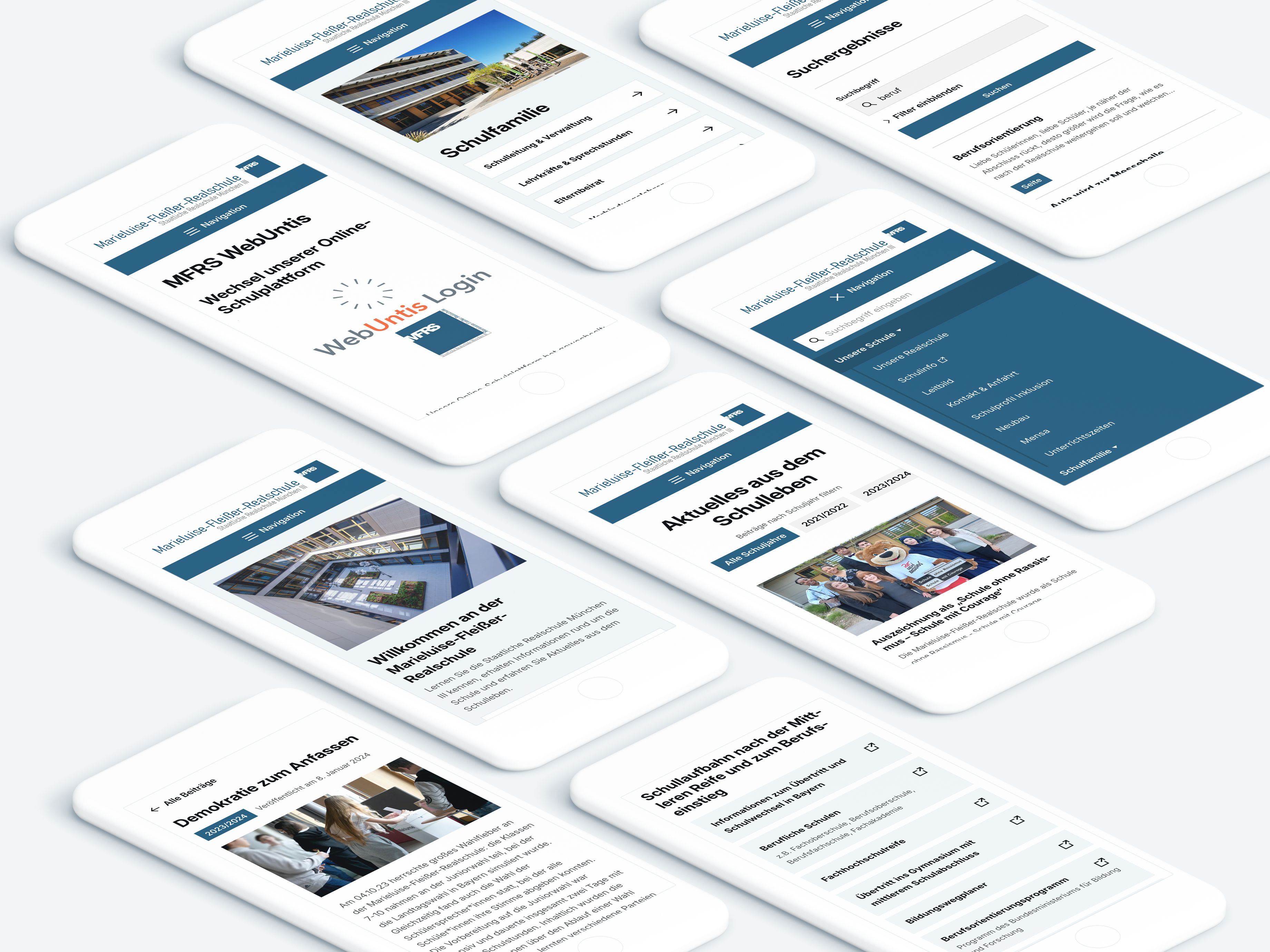 Responsive mobile-first Webdesign der Marieluise-Fleißer-Realschule