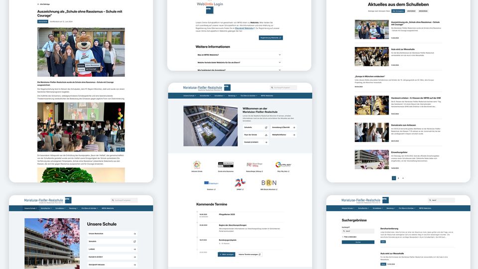 Desktop-Ansichten der Website der Marieluise-Fleißer-Realschule